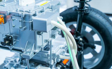 electric system of eco car engine, Automotive part concept.
