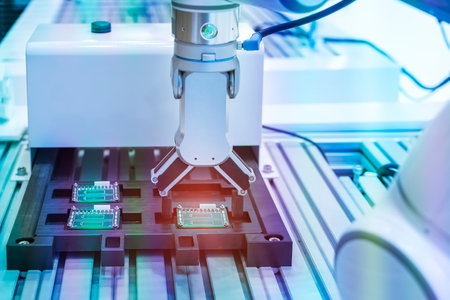 automatic robot for print circuit board (PCB)assembly machine part at factory