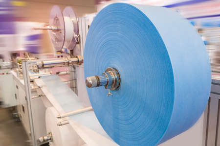 mask production line use of polypropylene as raw materials to manufacture melt blown cloth.の写真素材
