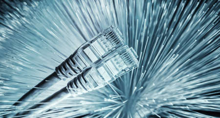 Ethernet cable lan internet wire data connection. Networking and communication