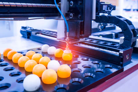 Robotic Arm use with vacuum system for holding table tennis ball, Industrial 4.0 technology for...