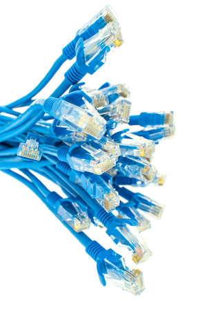 blue network cables isolated on white background