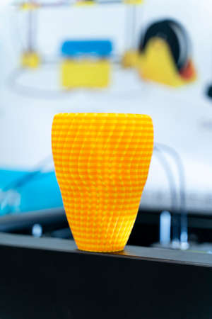 vase closeup object printed 3d printer close-up. Progressive modern additive technology 4.0...