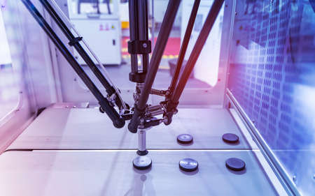 pneumatic piston sucker unit on industrial machine,automation compressed air factory productionの写真素材