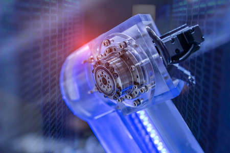 robot gripping and smart robot working on smart factory,industry 4.0 and technology.