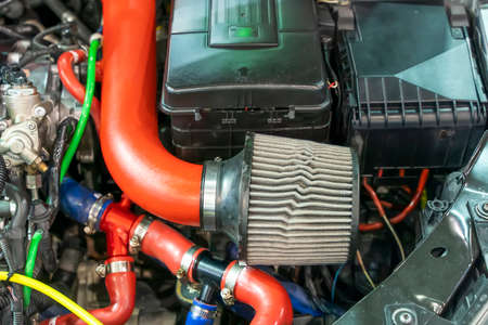 Modern car engine air filterの写真素材