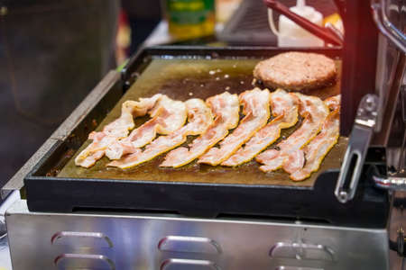 Crispy smokey bacon slice or stripの写真素材