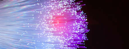 optical fibres dinamic flying from deep on technology backgroundの写真素材