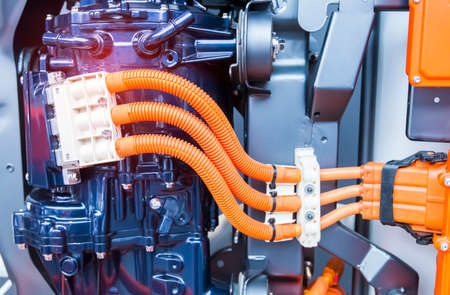 electric system of eco car front engine Automotive part conceptの写真素材