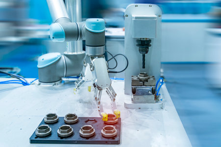 robot gripping and smart robot working on smart factory,industry 4.0 and technology.の写真素材