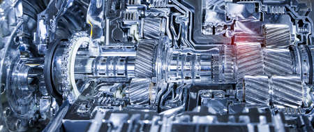 Metallic background of car automotive transmission gearboxの写真素材