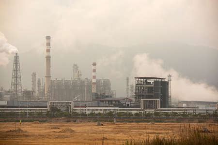 gas processing factory. landscape with gas and oil industry