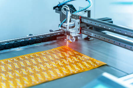 automatic robot for print circuit board (PCB)assembly machine part at factory