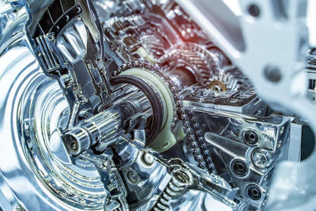 Metallic background of car automotive transmission gearboxの写真素材
