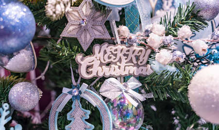Merry Christmas written on xmas backgroundの写真素材