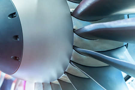 Jet engine, internal structure with hydraulic, aircraft and aerospace industry