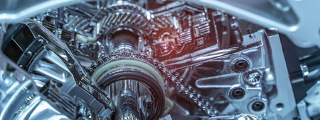 Metallic background of car suspension and gear