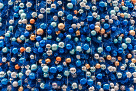 colorful Christmas tree decoration. Abstract macro background.の写真素材