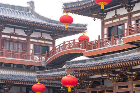 traditional chinese roof in qing long temple,xi an,china.