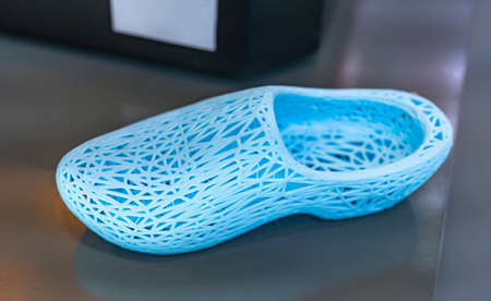 3d printed shoe figure close-upの写真素材