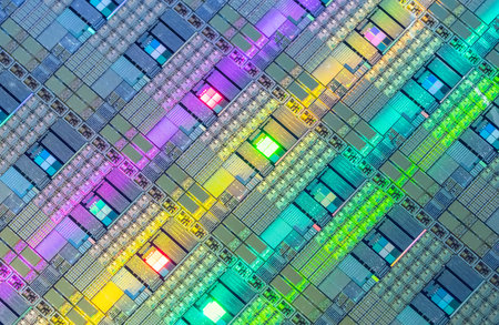 Silicon Wafers and Microcircuits, slice of semiconductor material, used in electronics for the...