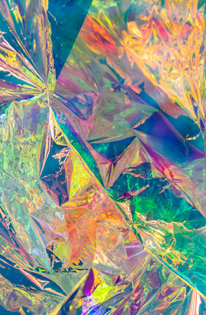 Holographic plastic wrinkled film with contrast light reflections