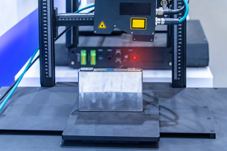 automatic machine measuring the voltage of Smart Battery pack for renewable green energy industry