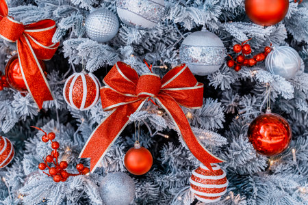 Christmas decorated Tree with dectoration,holiday concept.の写真素材