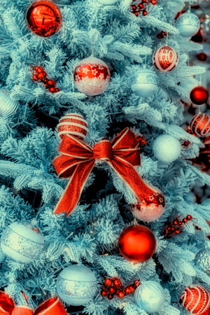 Christmas decorated Tree with dectoration,holiday concept.の写真素材