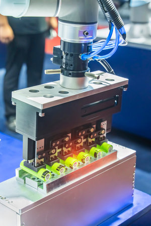 artificial intelligence machine at industrial manufacture factory of lithium battery
