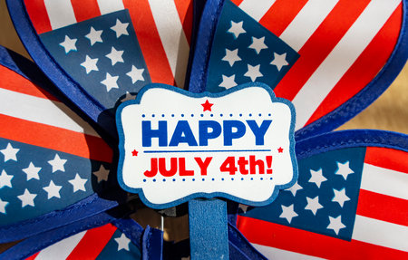happy 4th of July on a Ribbon background with decoration