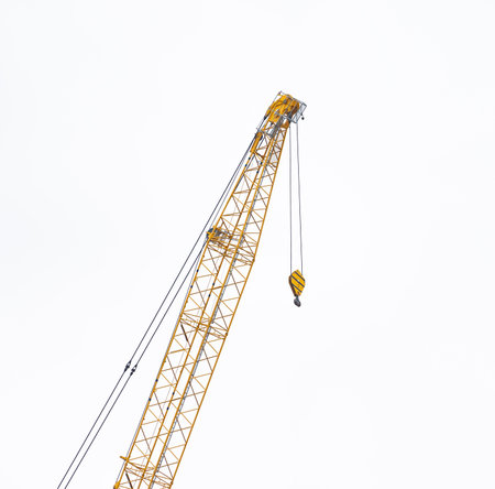 crane steel hook with cable isolated on white,Industrial equipment or tools.の写真素材
