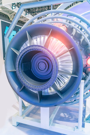 Jet engine, internal structure with hydraulic, aircraft and aerospace industry