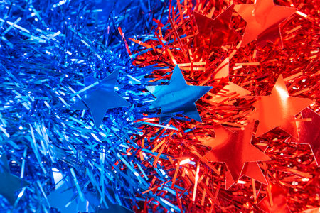blue and red decorations stars for Independence Day or celebrate July 4th.の写真素材