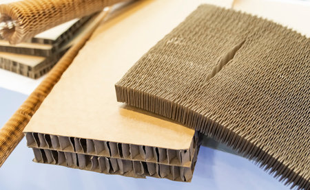 corrugated cardboard used as a packagingの写真素材