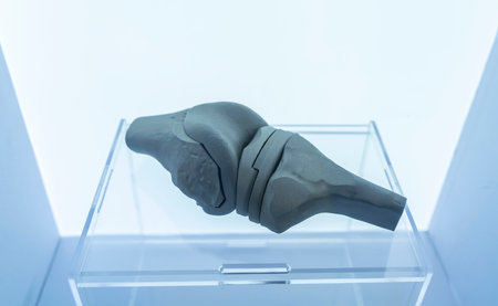 Knee joint model created made by cad engineer and manufactured by 3d printingの写真素材