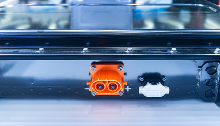 plug of electric system of eco car front engine Automotive part conceptの写真素材