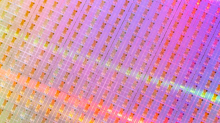 silicon chip wafer reflecting different colors