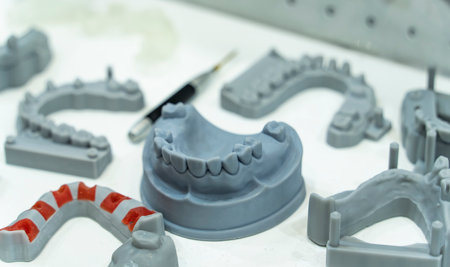 lower jaw of a man created on a 3d printerの写真素材