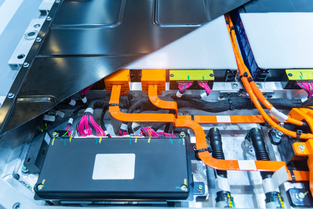 liquid cooling pipe of modern Electric car engine sectionの写真素材
