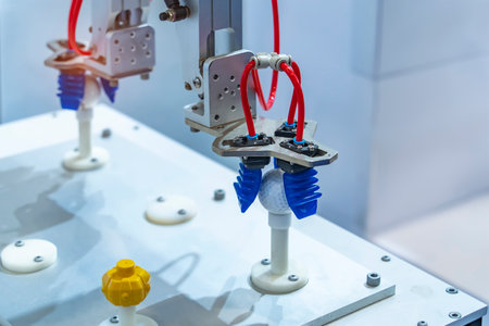 automatic robotic arm system in intelligence factoryの写真素材