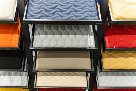 Samples of a leather and fabric for a upholstery of interior of the carの写真素材