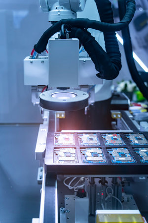 robotic machine tool in industrial manufacture factory,Smart factory industry 4.0 concept.の写真素材