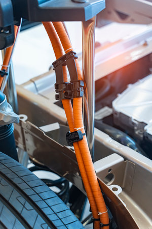 cable with wires and connectors and terminals in the wiring repair shop and electricians for connectingの写真素材