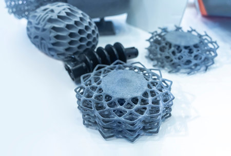 Metal products made by metal 3D printing. Modern additive technology.の写真素材