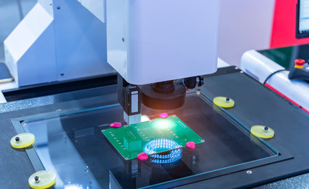 automatic vision sensor camera system in intelligence factory,manufacturing industry for industry 4.0 and technology conceptの写真素材