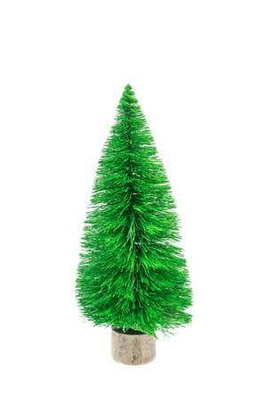 Little green Christmas tree isolated on white background.の写真素材