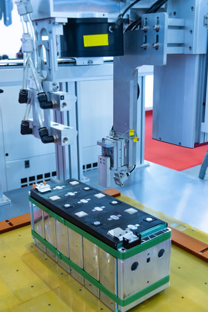 artificial intelligence machine at industrial manufacture factory of lithium batteryの写真素材