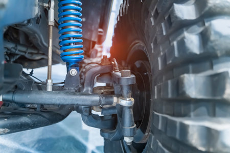 shock Absorber and Coil Spring of Car Suspension Systemの写真素材