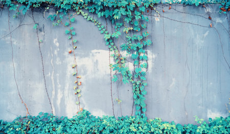 Ivy Creeper colorful leaves on a wall of a houseの写真素材